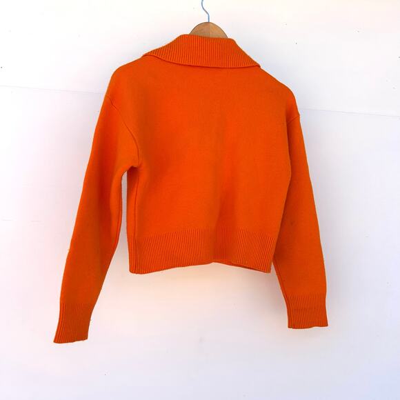 Sandro Menton Knit Wool Cashmere Orange Polo Sweater Jumper Rhinestone Small - Picture 5 of 10